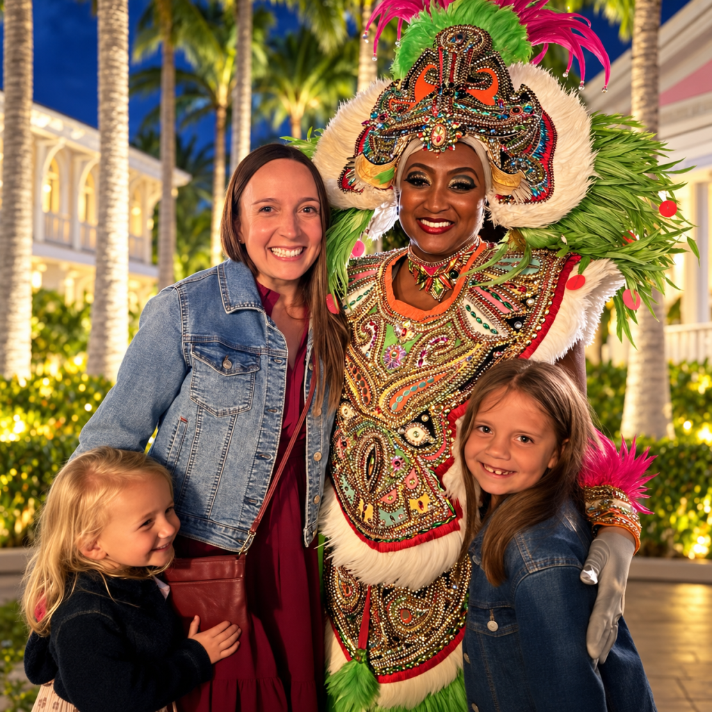 Katrina DeGrande of Bahama Mama Travel Co. at a Junkanoo celebration in Marina Village at Atlantis Paradise Island in the Bahamas.